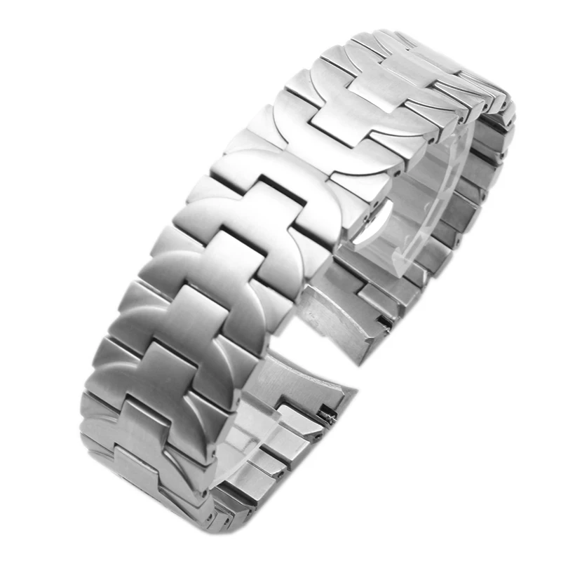 Stainless Steel Bracelet 24mm Solid Metal Watch band for Panerai PAM441 PAM111 Series Curved luxury Men\'s Watch Strap Silver