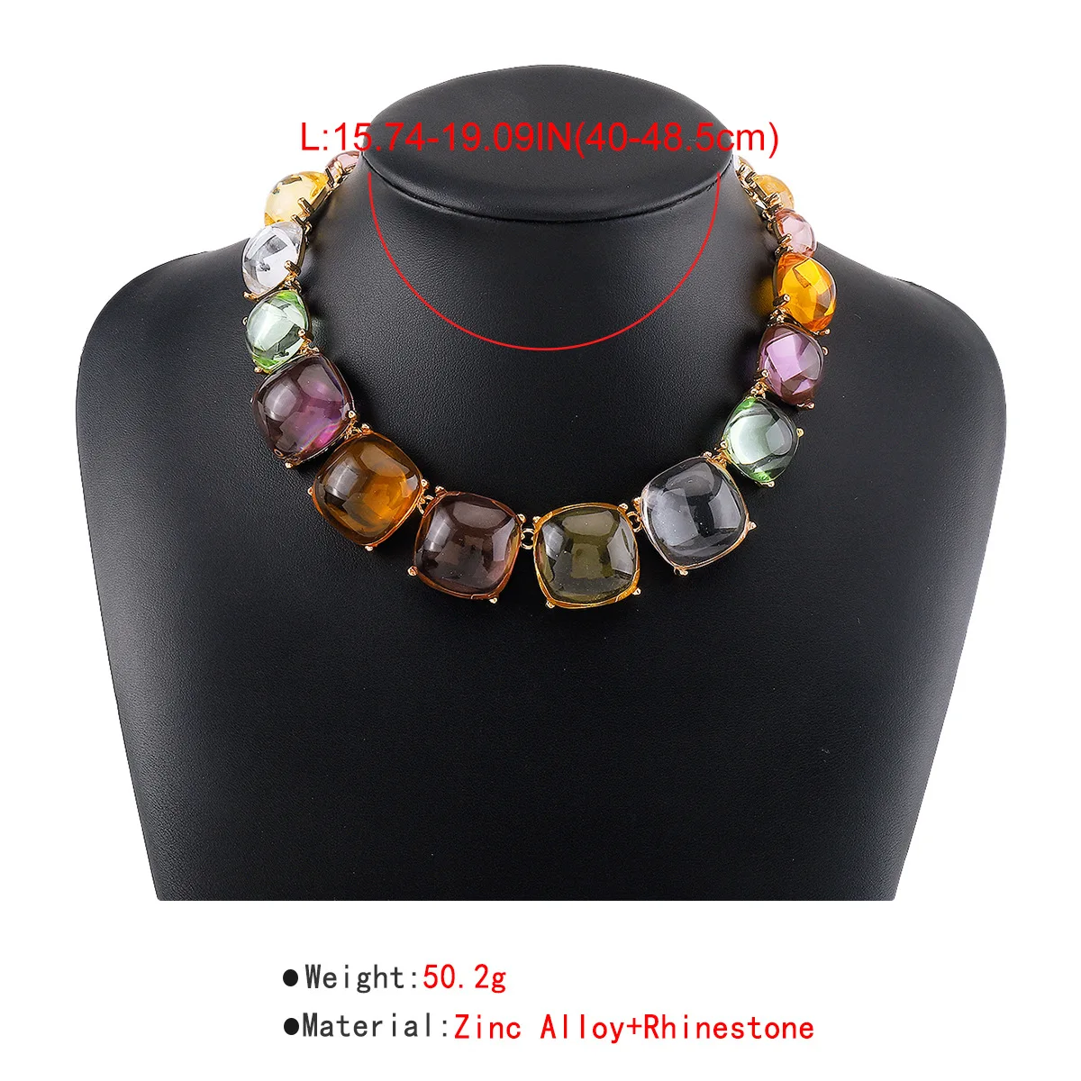 European And American Classic Geometric Candy-Colored Resin Clavicle Chain For Woman Party Fashion Accessories