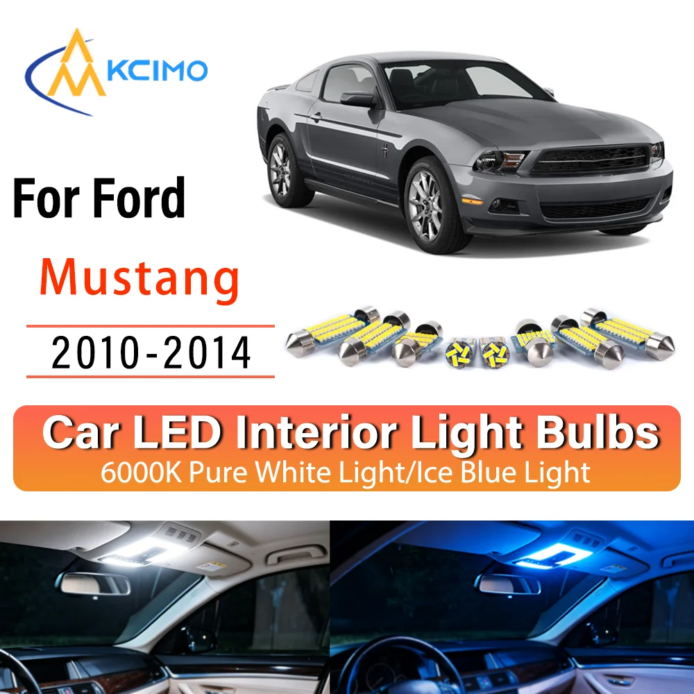 For Ford Mustang 2010-2014 Plug & Play Persistent Glow LED Interior Light Kit Replacement Dome Map Trunk Cabin Lamps Upgrade
