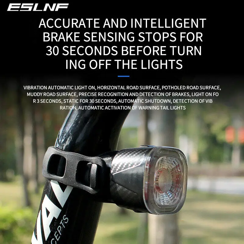 ESLNF Bicycle Smart Auto Brake Sensing Light IPx6 Waterproof LED Charging Cycling Warning Taillight Bike Rear Light Accessories