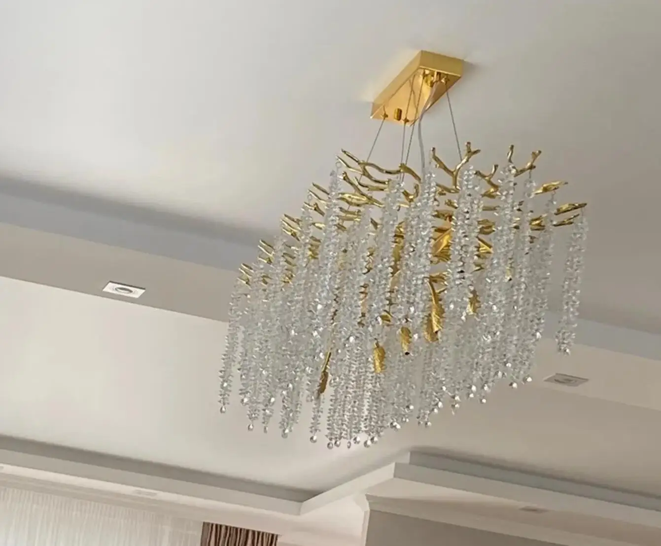 Imagem -04 - Golden Branch Crystal Chandelier For Living Room Modern Luxury Main Light Villa Luzes Decorativas Iluminação Led Novo