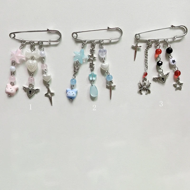 Cute bunny safety pin ocean inspired spider bag charm original design