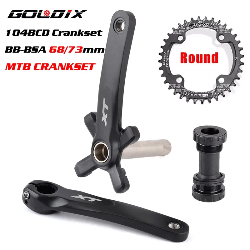 

GOLDIX XT 104BCD MTB Crankset - 170/175mm 32-38T Round/Oval Chainring Black Aluminum Alloy with Bottom Bracket