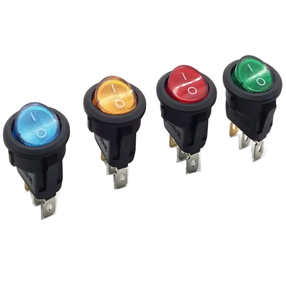 4Pcs 12V 20A Waterproof Lighted Round Rocker Toggle LED Switch 3 Pins On-Off Car Truck RV Rocker Switch 4 Colours for Boat KCD1-