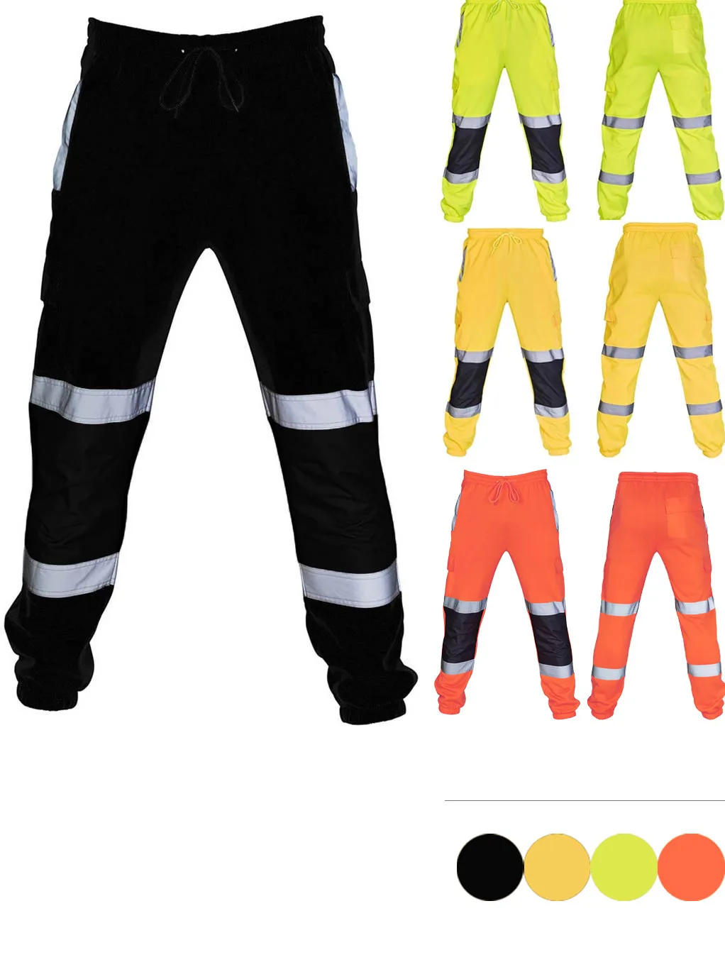 Men\'s Pants Reflective Casual Trousers Pants Stripe Sanitation Uniform High Visibility Work Safety Trousers Bottoms