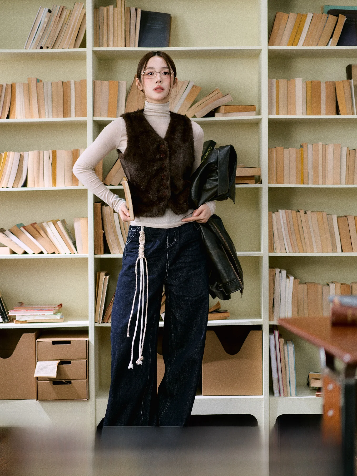 

LaluneDuCiel Vintage Wide Leg Jeans Women Winter Loose Casual Straight Leg Jeans Versatile Waed Denim Pants l Waist