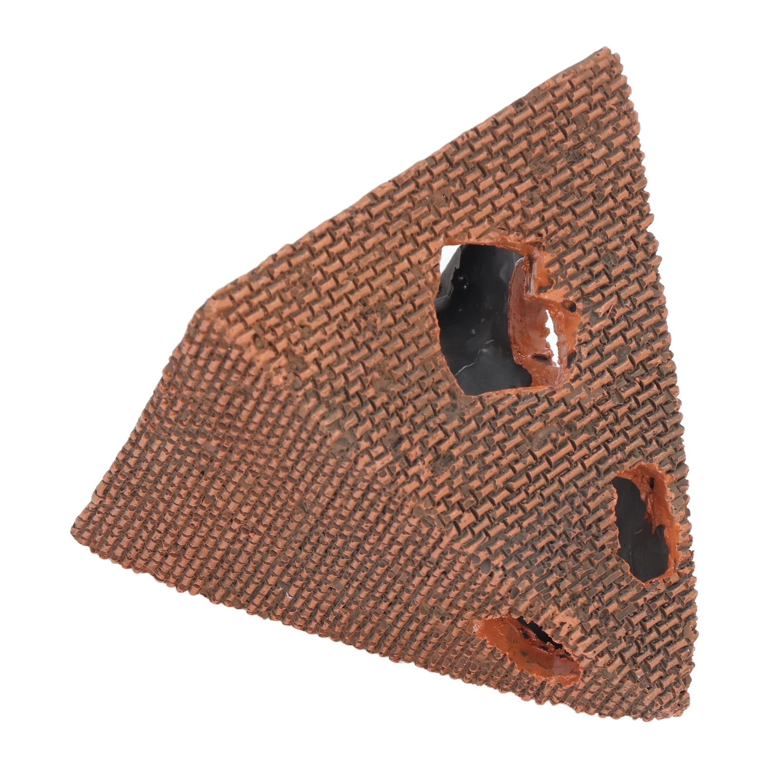 Resin Craft Aquarium Ornament Brick Red Pyramid Shape Pyramid Castle Hollow Openings Ancient Ruins Style Fish Shelter