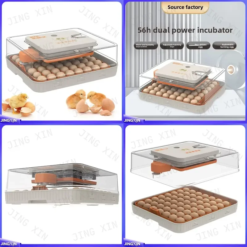 Custom for 56H Dual Power Supply Egg Incubator One Click Turning Precise Humidity Control Quail Hatching Machine New