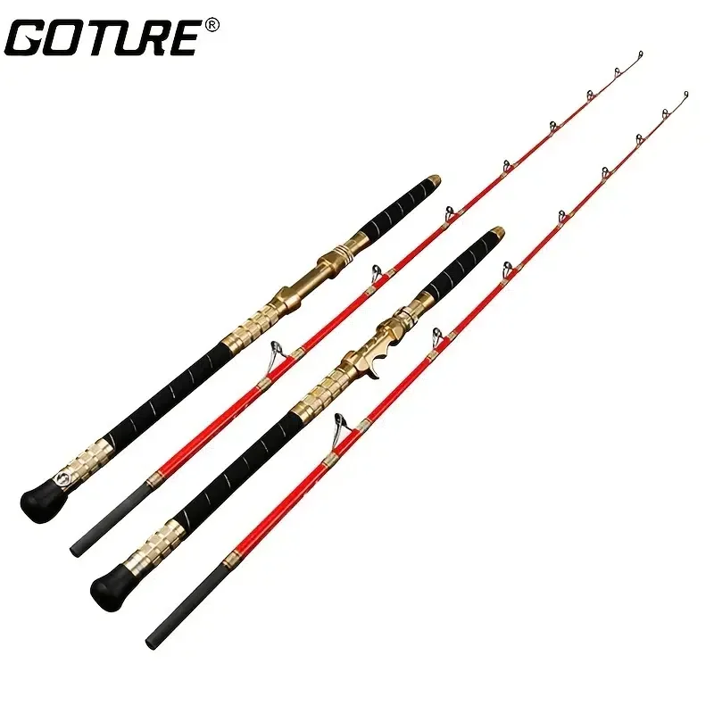 Goture 1pc Casting/Spinning Ultra Hard Fishing Rod Solid Glass Fiber Pole Tip Boat Fishing Pole Saltwater Fishing Trolling Rod