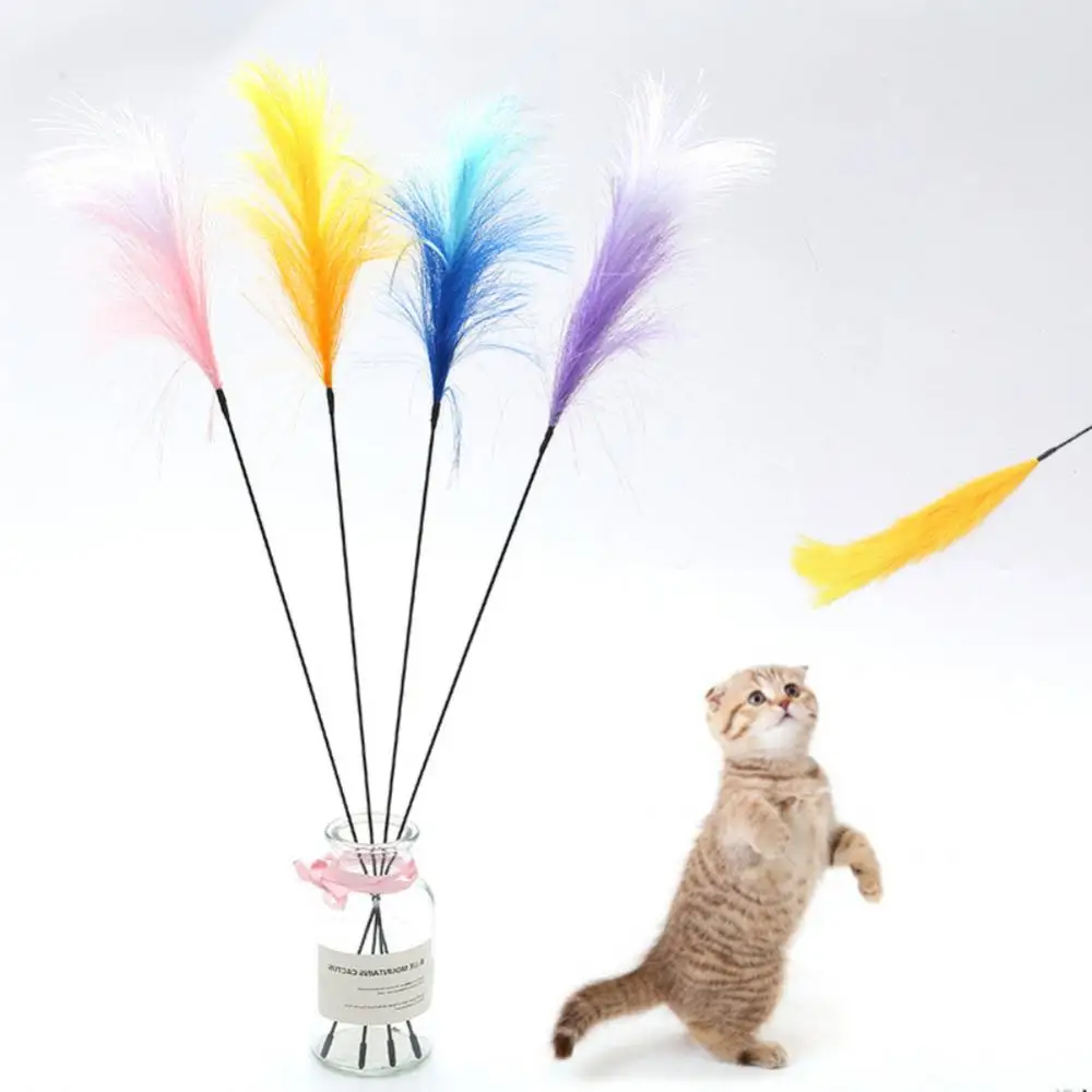 Cat Toy Colorful Suction Cup Spring Feather With Bell Pet Toys Cat Supplies Cat Plush Multicolored Wand Pet Interactive Toys