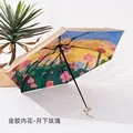 Summer Outdoor Portable Flat Sun Umbrella 6 Fold Sun Protection Rain Dual-Use Sun Umbrella