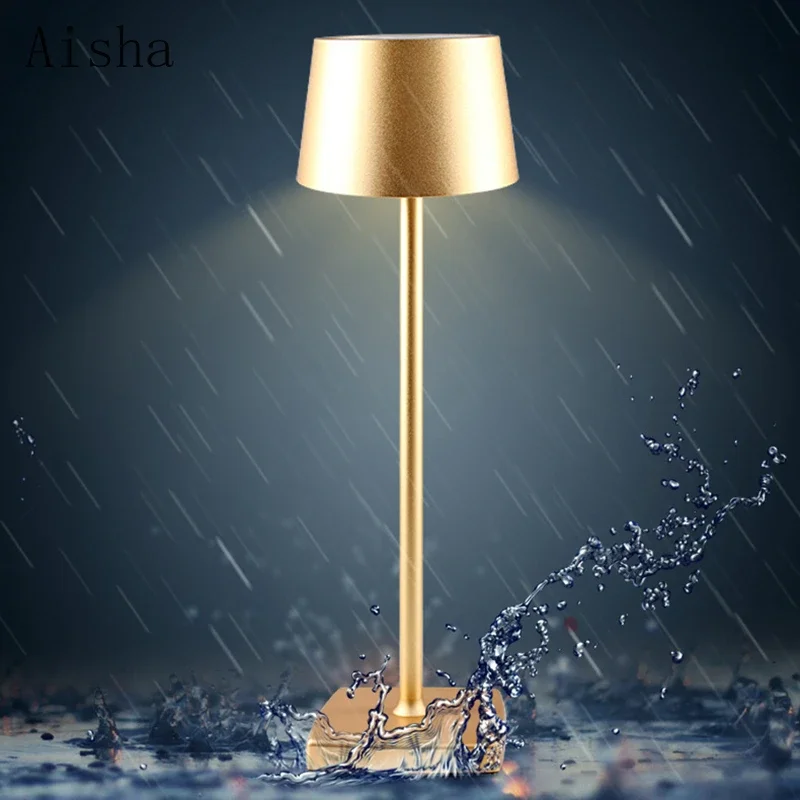 

LED Aluminum Alloy Waterproof Desk Lamp Touch Dimming Rechargeable Metal Table Lamps for Bar Living Room Reading Book Light