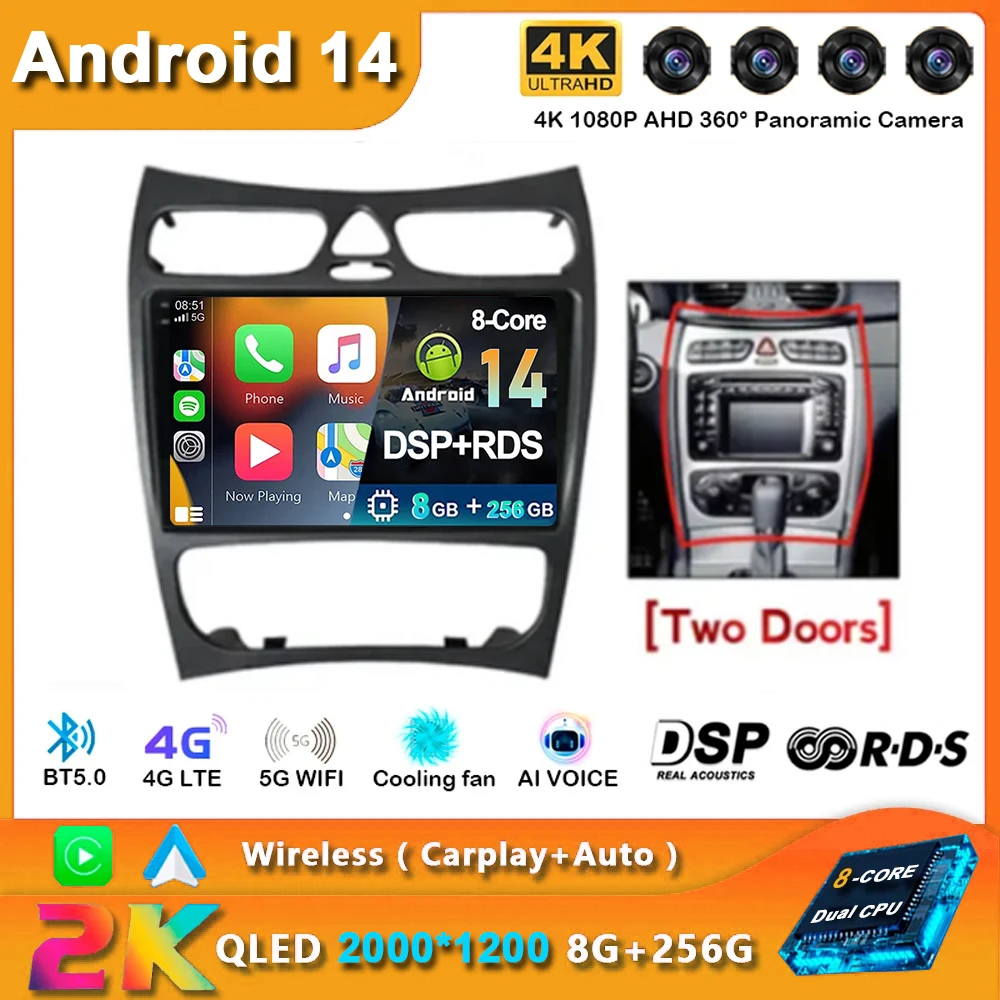 

Android 14 For Benz W203 W209 CL203 W463 W639 02-09 2din Car Radio Auto Carplay Multimedia Video Player GPS Navigation 4G Head