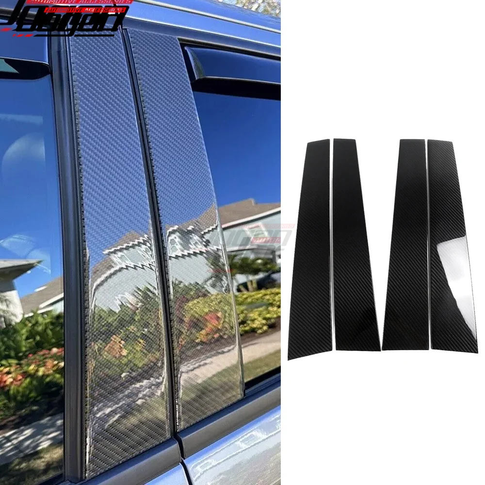 For Dodge RAM 1500 TRX Crew Cab Pickup Off-Road 2021+ Dry Carbon Fiber Car Exterior Window Pillar Cover B Post Pillar Protection