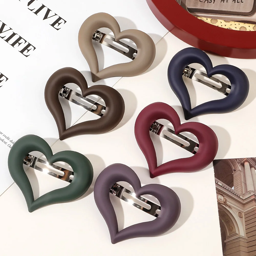 Solid Color Love Matte Spring Hairpins Hair Clip Barrettes For Women Hairgrips Vintage Girls Headband Ponytail Hair Accessories image 3