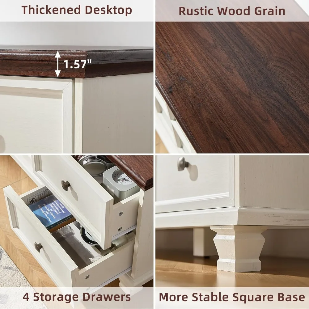 4-Piece Farmhouse Living Room Table Set 5