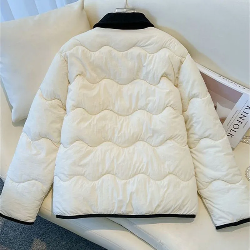Fashion Women's Cotton Jacket 2025 New Autumn Winter Coat Parker Lightweight Warm Short Lapel Casual Outerwear Female Top