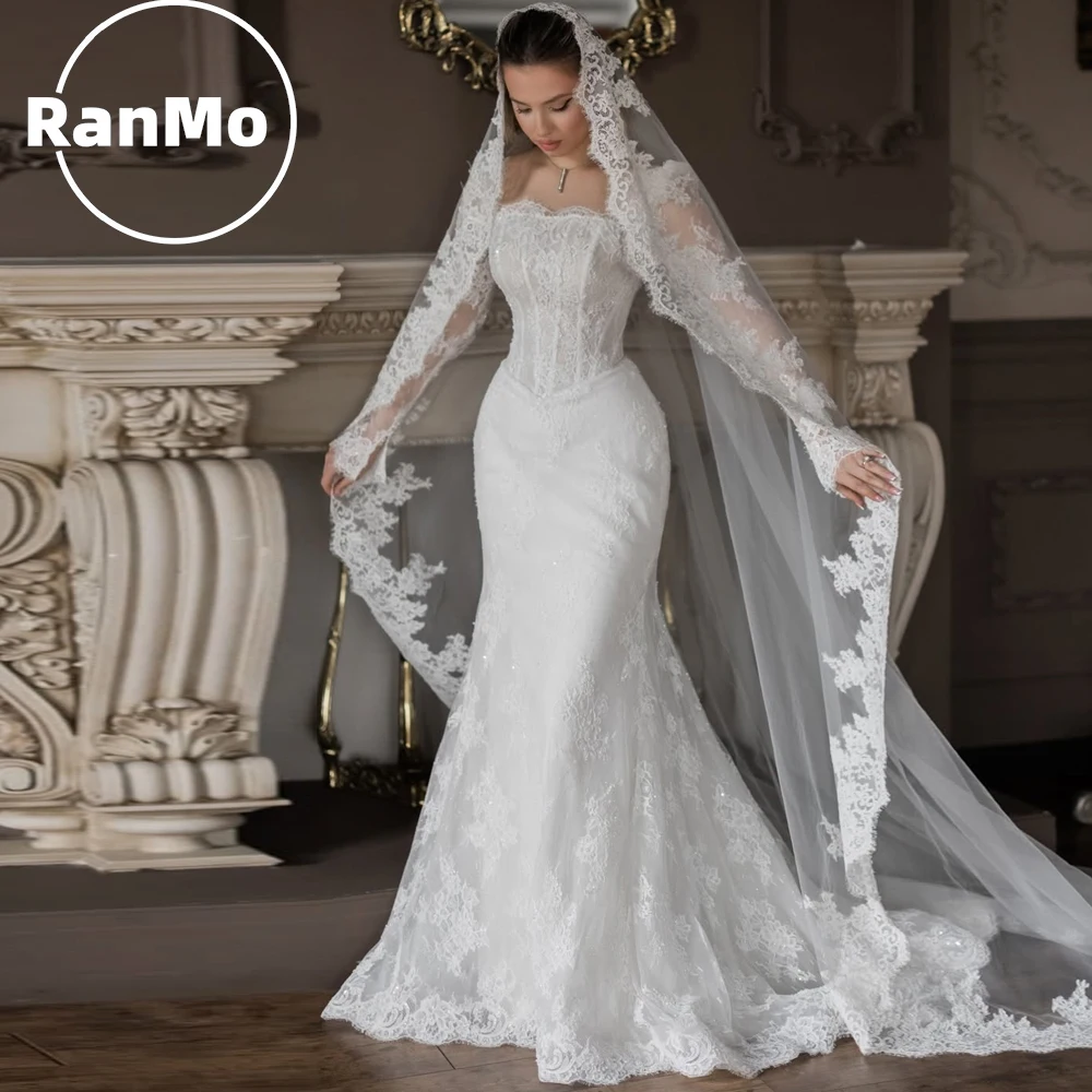 Новое изысканное свадебное платье Ranmo «Русалка» с квадратным вырезом, расшитое пайетками и кружевом, 2026, в пол, на заказ, Vestidos De Novia