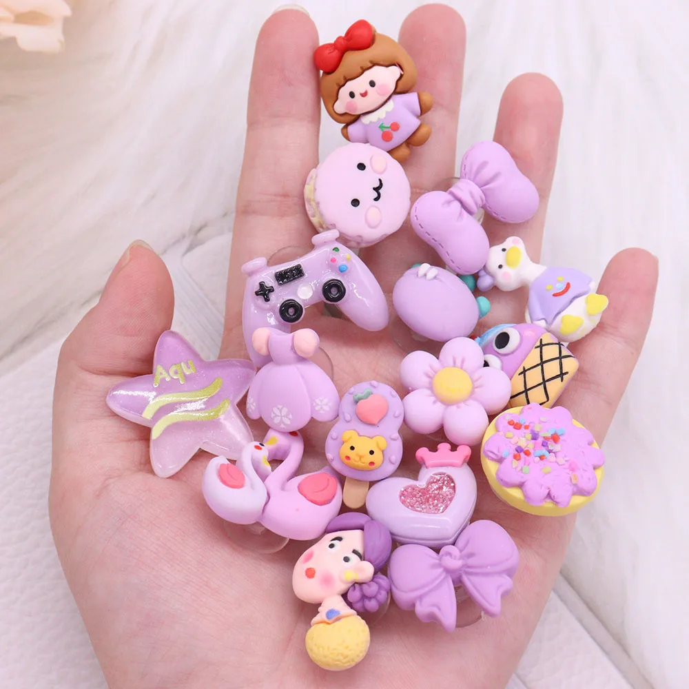 Single Sale 1pcs Resin Sandals Shoe Charms Cookie Flower Skirt Duck Girl Swan Heart Star Bow DIY Children Adorable Decorations