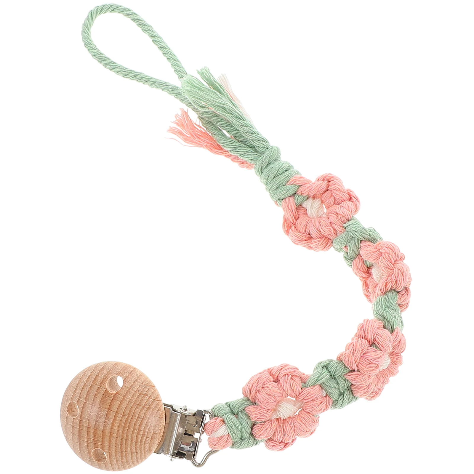 

Baby Pacifier Chain H woven Cotton Rope Clip Cartoon Flower Safety Antiloss Holder Toddler Girl Boy Teething Beaded Stroller Toy