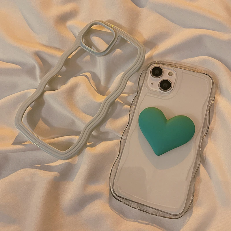 Candy Colored Heart-shaped Pillar Phone Case for Iphone 15 14 13 Pro Max Minimalist Wave Edge Phone Covers for Back Cases Fundas