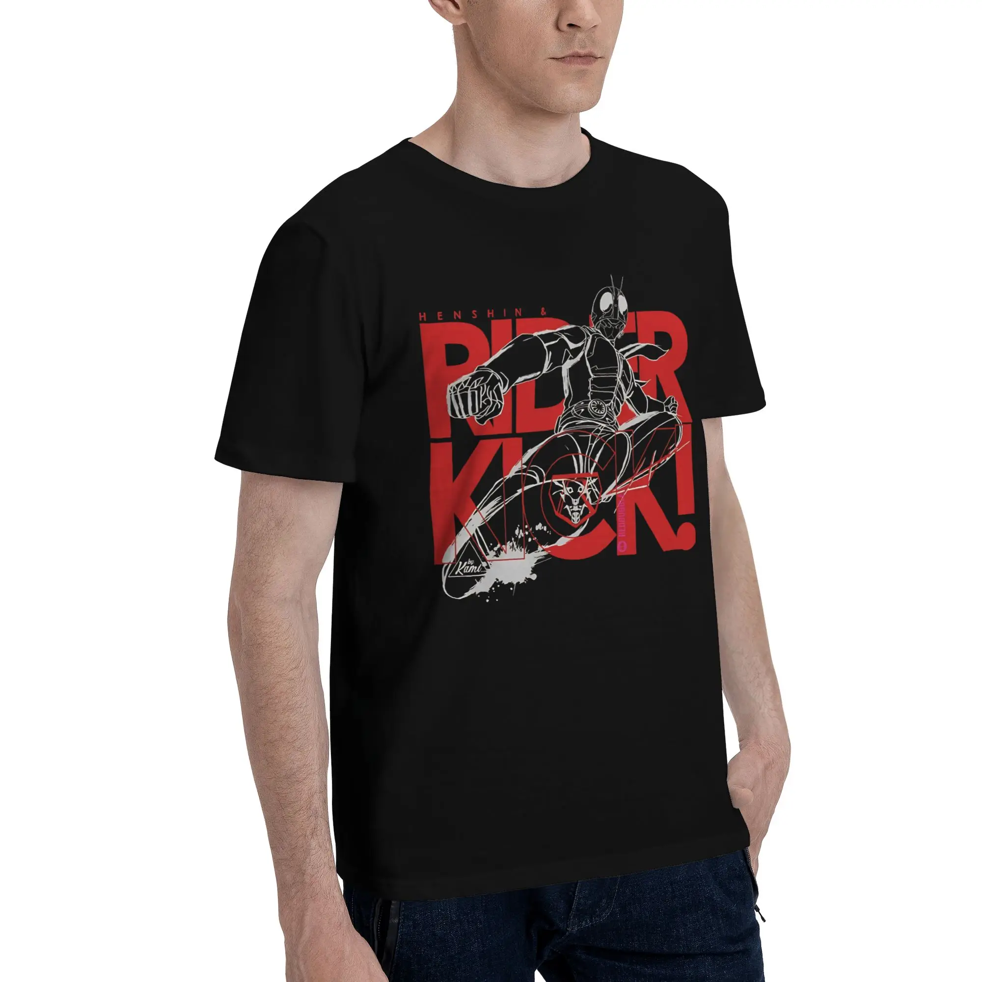 Hen Shin & Rider Kick!  Funny Graphic 100% Cotton T-Shirt Bandai Kamen Rider Tees Tops For Men