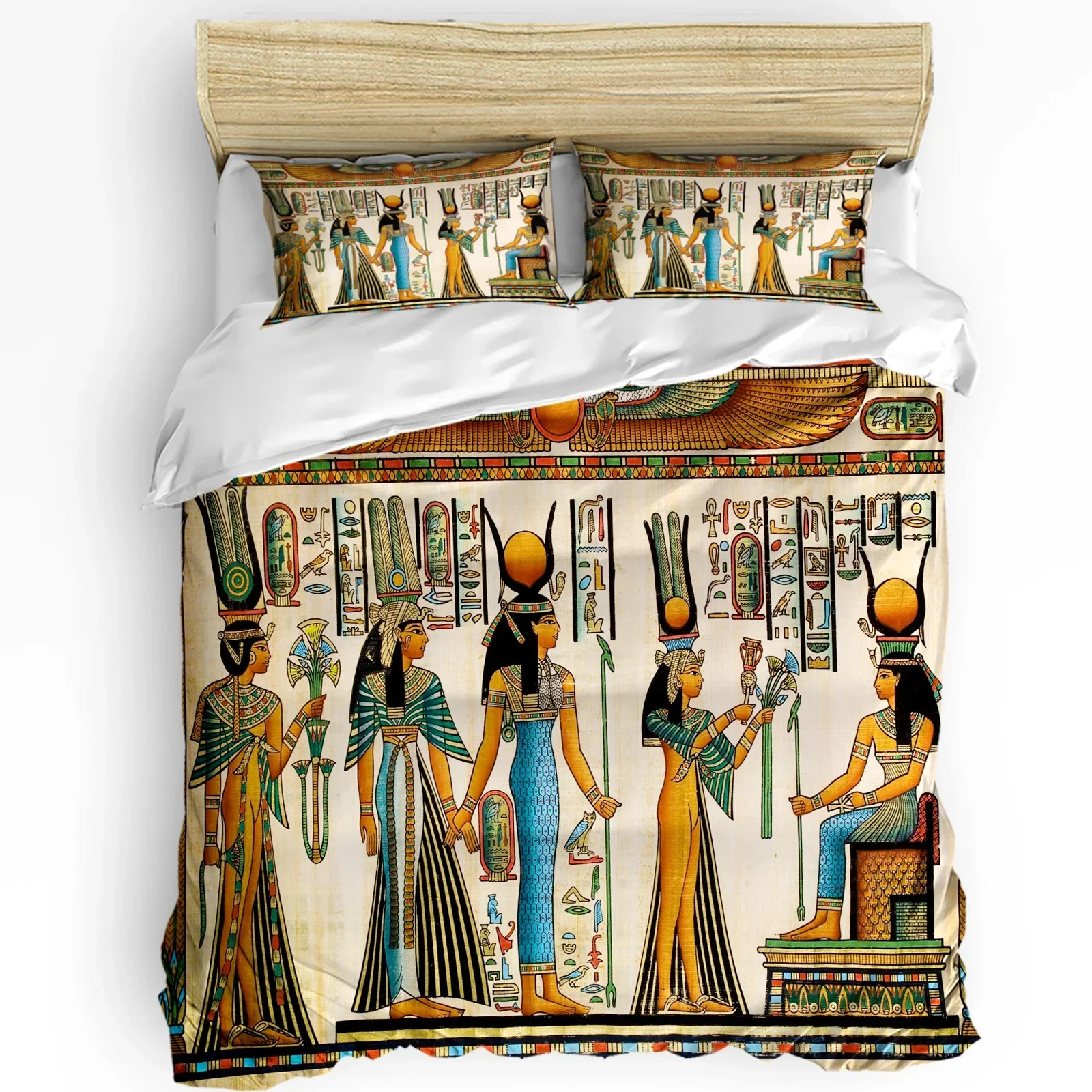 

Egyptian Pharaonic Culture Duvet Cover with Pillow Case Custom Comforter 3pcs Bedding Set Quilt Cover Double Bed Home Textile