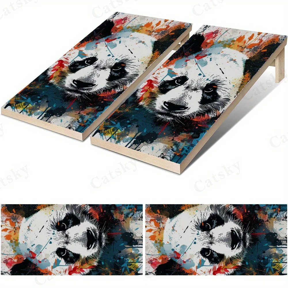 Colorful Panda Art,Splatter - style Decor,Animal Wall Art,High Value! 2D Flat Vinyl Sandboard Stickers - Bubble-Free, Easy Appli