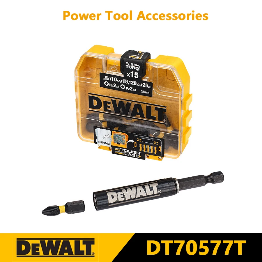 DEWALT DT70577T-QZ EXTREME FLEXTORQ Small Bulk Storage With 15 Pcs Torsion Bits Sets Mixed Set Power Tool Accessories DT70577