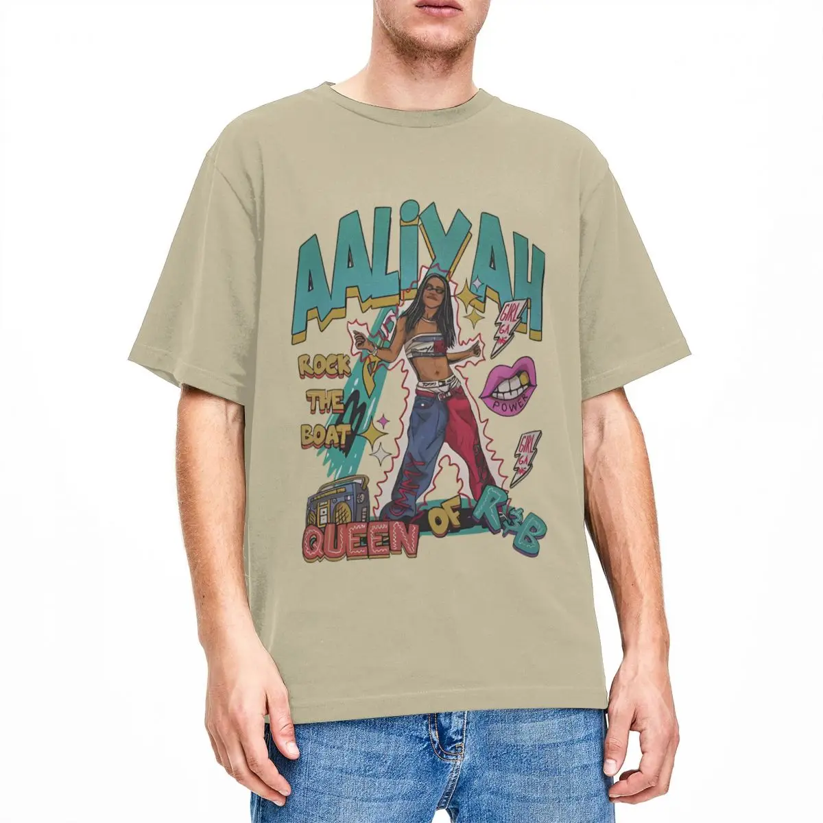 الرجال A-Aaliyah المغني تي شيرت الملابس القطنية الشاطئ الشارع نمط قصيرة الأكمام تي شيرت س الرقبة العصرية التي شيرت حجم كبير 5XL 6XL