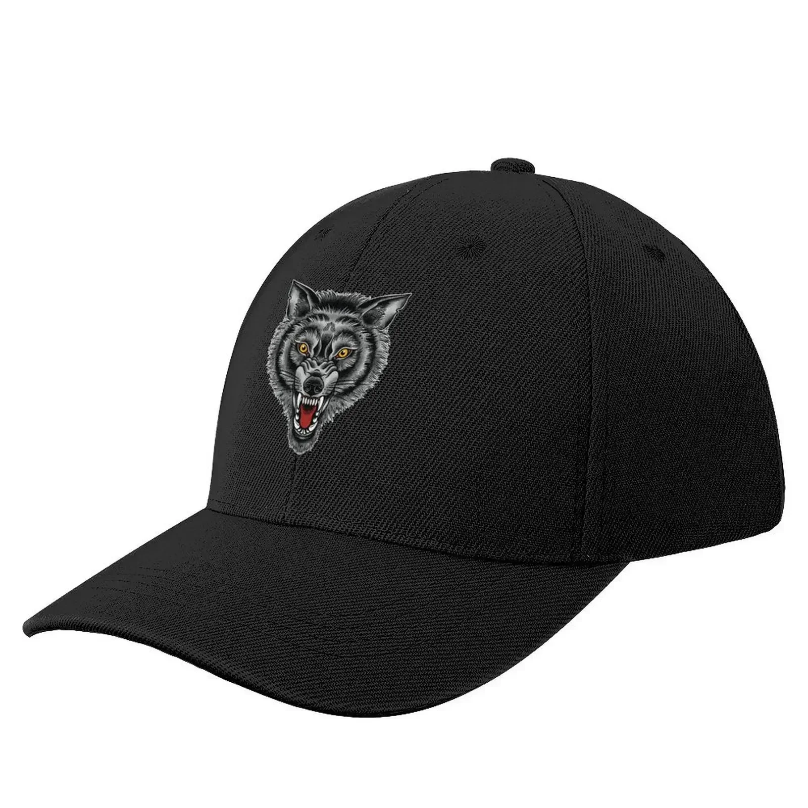 

Black Wolf Head Traditional Tattoo Baseball Cap Custom Cap beach hat hiking hat hard hat Caps Male Women's