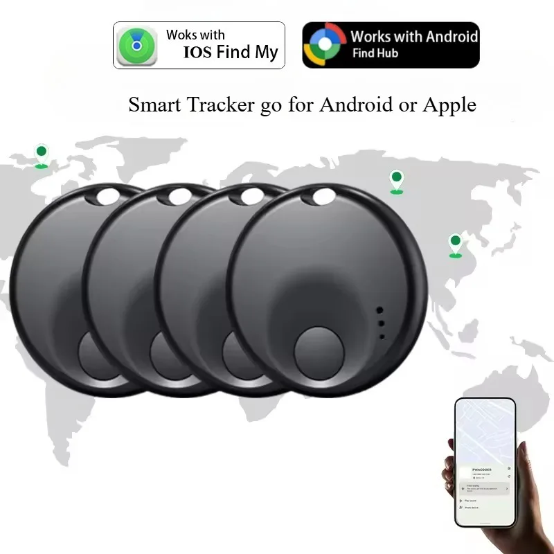 แท็กอัจฉริยะระบบคู่สำหรับ Google หรือ Apple ตัวติดตามบลูทูธป้องกันการสูญหาย ใช้กับกระเป๋าเงิน พวงกุญแจ ค้นหาผ่านแอป Find My/Hub