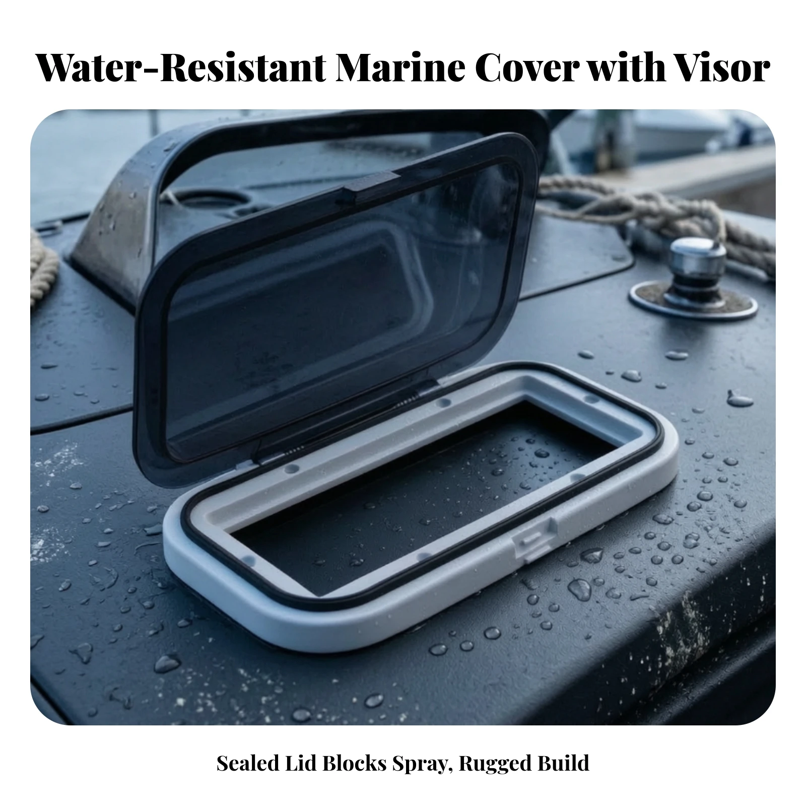 Marine Radio Cover with Flip-up Lid Easy to Access Waterproof Boat Player Cover Splash Guard with Translucent Lid Low-Profile
