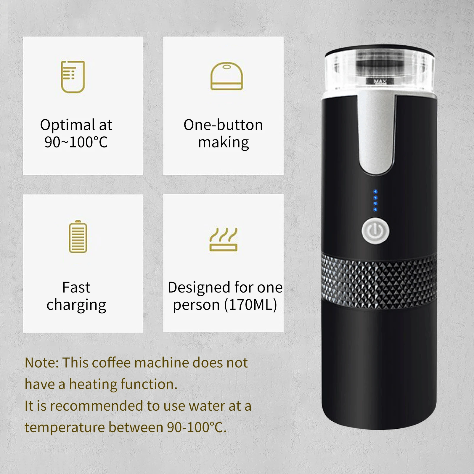 Portable Coffee Maker, 170mL Wireless Electric Espresso Machine Mini Rechargeable Capsule Coffee Machine for Car Home Travel