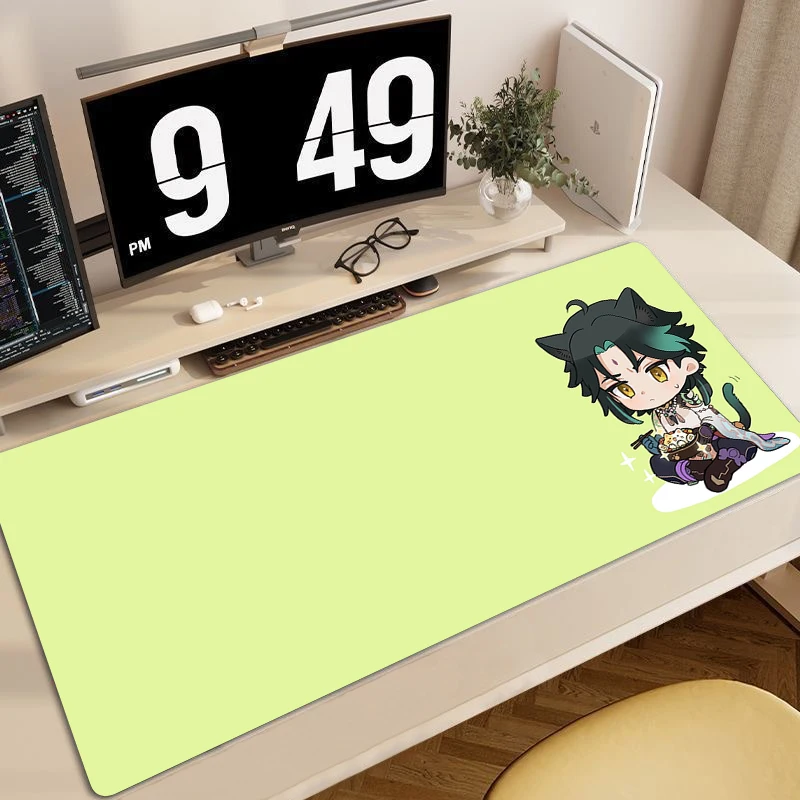 

Anime Non-Slip Mouse Mat Q Edition Genshin Impact Large Mouse Pad 900x400mm Gaming Mousepad Rubber Desk Mat HD Print Accessories