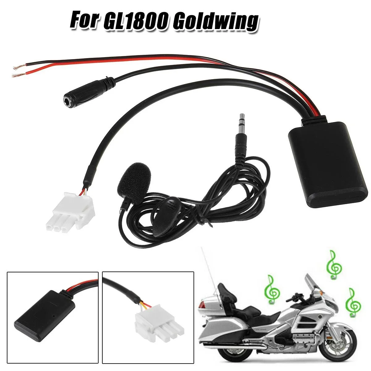 3-pinowy adapter kabla audio AUX Kabel Aux Master Chip Bluetooth do Honda Goldwing GL1800 5-12V