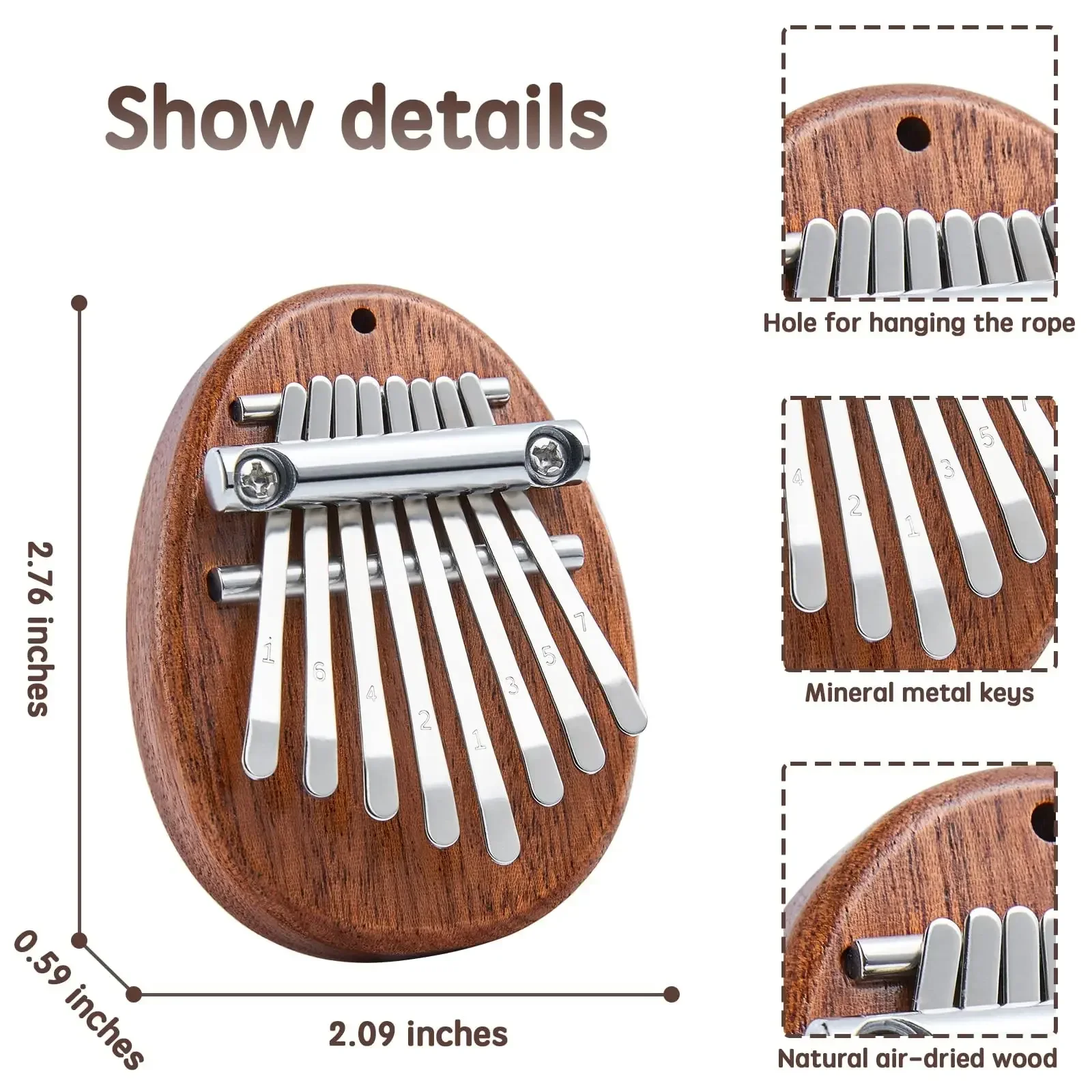 Piano de polegar 8 teclas mini kalimba requintado piano de dedo portátil marimba pingente musical presente 8 teclado instrumento musical