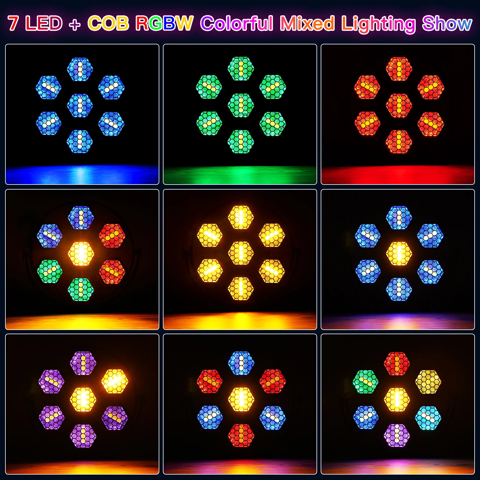 DayFlicker 7x50 واط ضوء الرجعية RGBW COB المصابيح الإضاءة سطوع عالية Uplight DMX512 الصوت المنشط لحفل زفاف الكنيسة