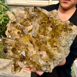 Natural Citrine cluster mineral specimen quartz crystal healing