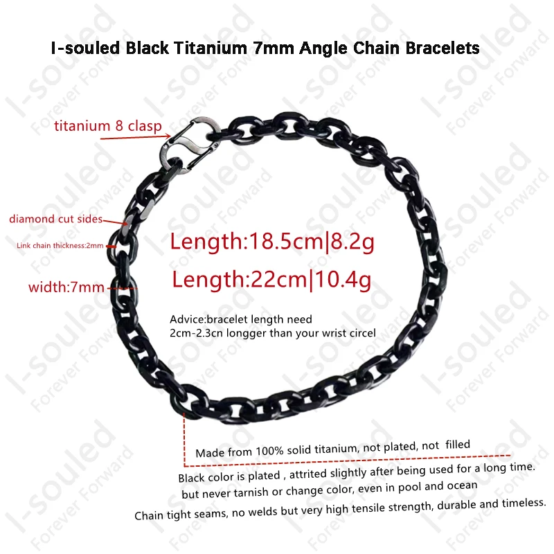 Men\'s Black Titaniun 7MM Anchor Chain Bracelets Graduation Birthday Gift 2024 New Oval Chain Bracelet