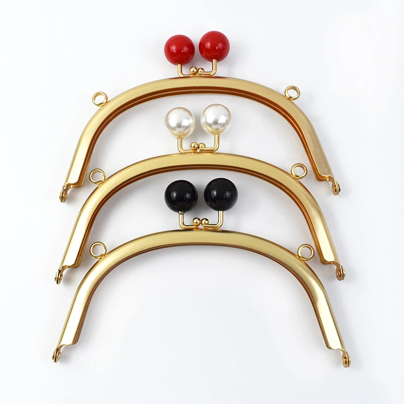 1/2/5Pcs 16.5cm Bead Metal Bags Handle Women's Handbag Purse Frame Wallet Kiss Clasp DIY Handmade Sewing Bracket Bag Accessories
