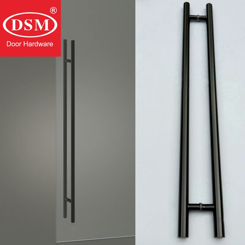 Plating Black Anti-fingerprint Door Pull Handle 304 Grade Stainless Steel Round Bar Entrance Door Handles PA-102