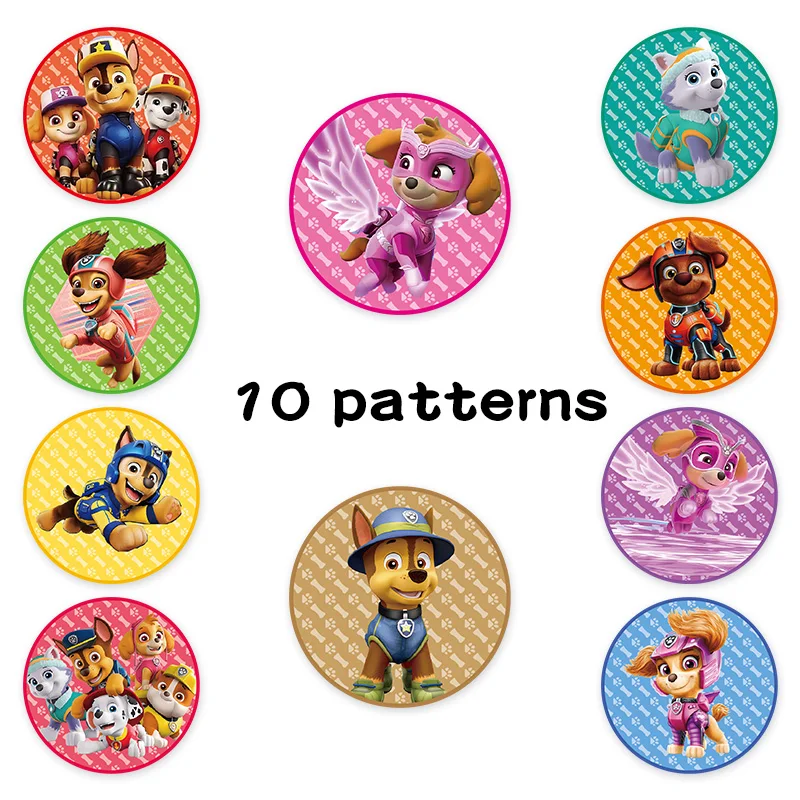 สติกเกอร์ลายการ์ตูนพาวพาโทรล 500 ชิ้น/ม้วน สติกเกอร์ PVC สำหรับตกแต่งแล็ปท็อป ของขวัญรางวัล ของเล่น