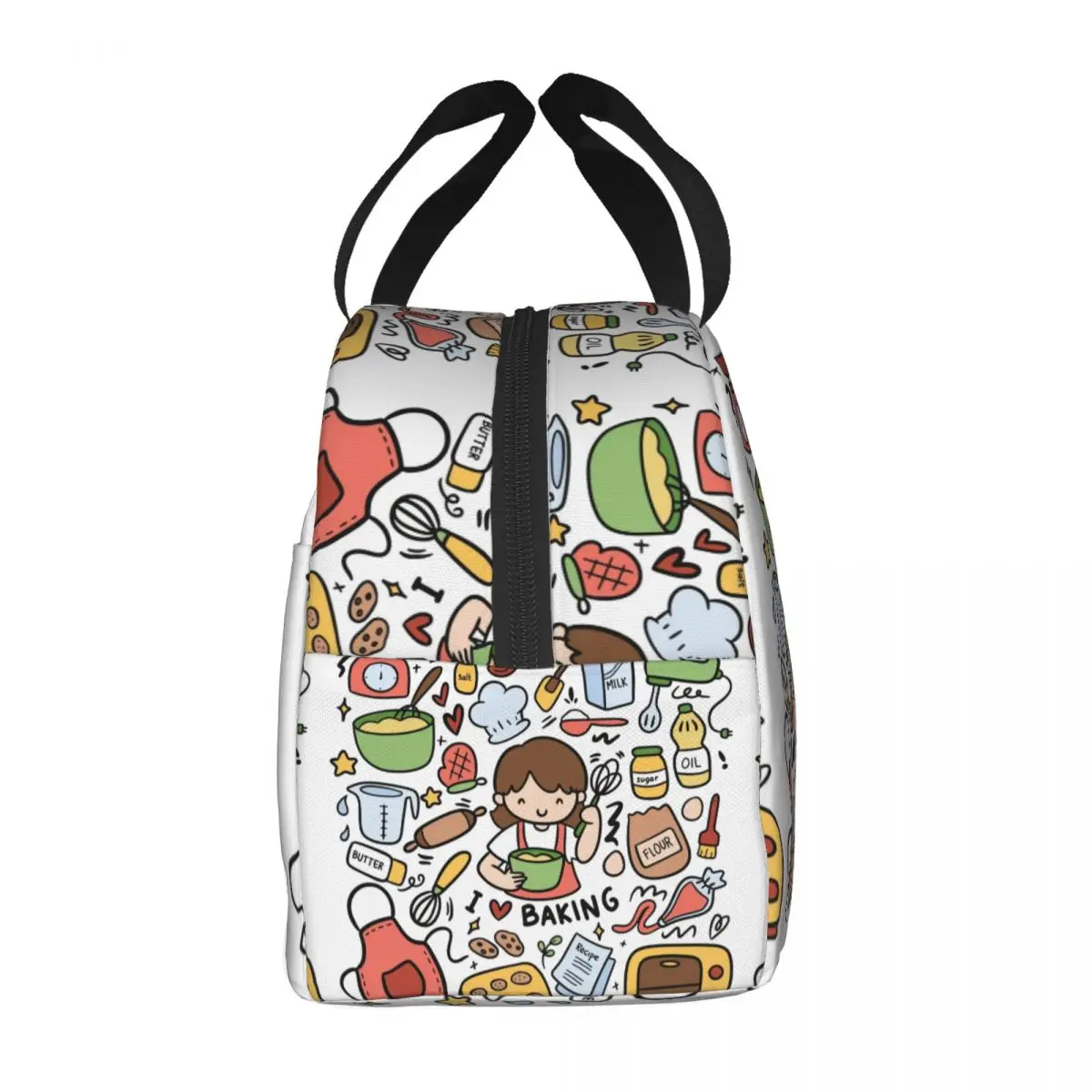 Custom Cartoon Kid Baking Pizza Thermal Insulated Lunch Bags Resuable Lunch Tote for School Outdoor Multifunction Food Bento Box