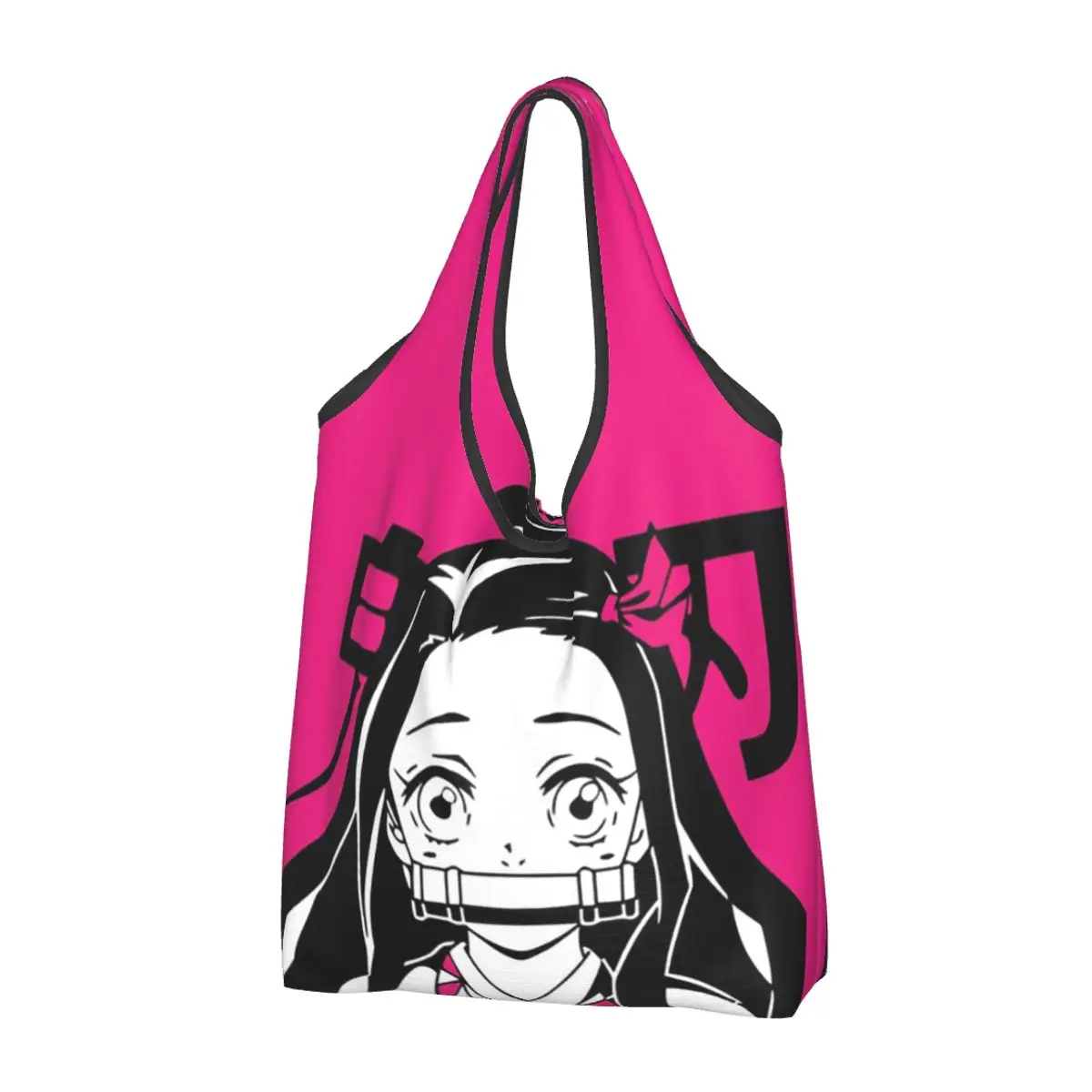 Nezuko Kimono Demon Slayer Kimetsu No Yaiba Anime Portable Tote Shopping Bags Shopper Bag Groceries Handbag Shoulder Bag