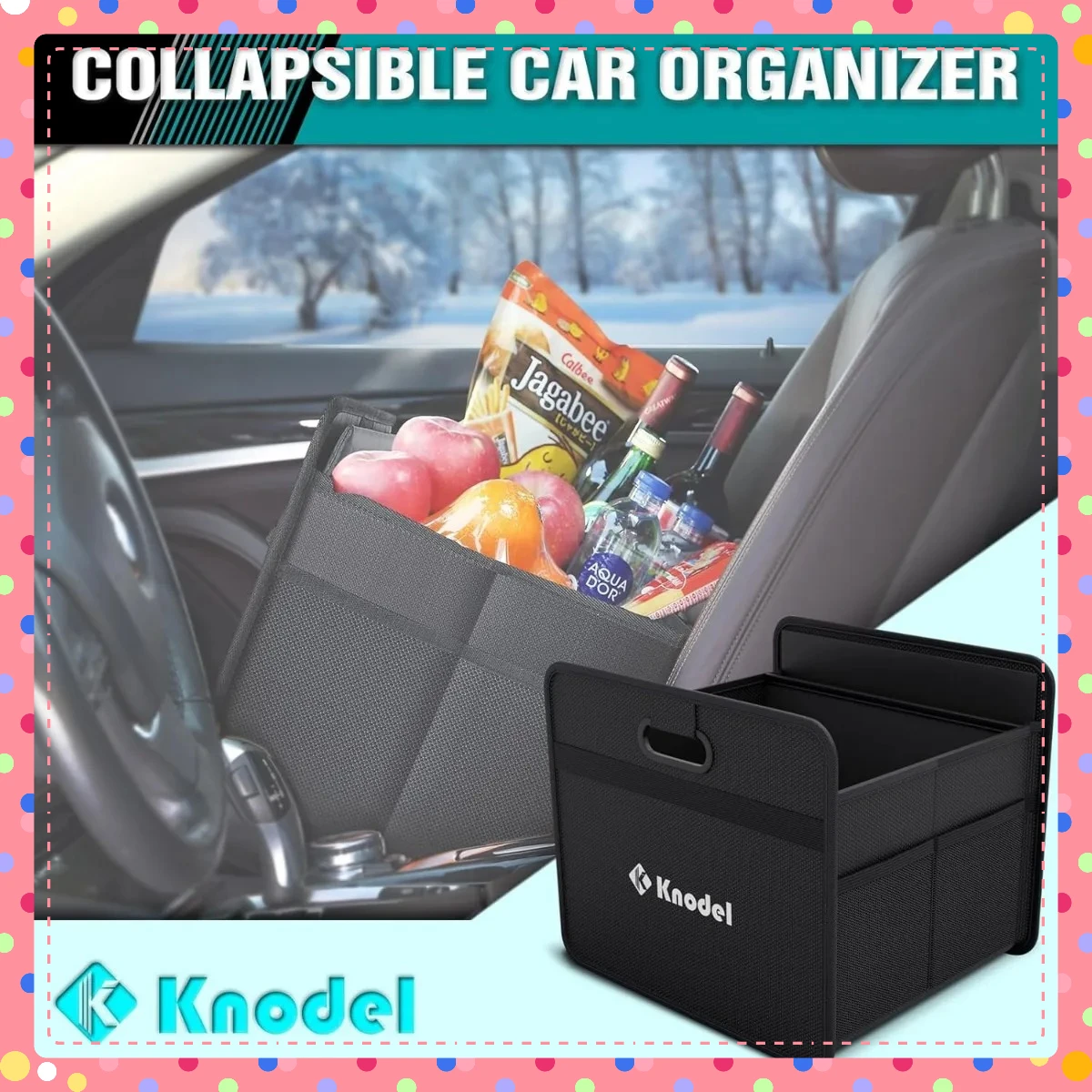 Compact Foldable Car Organizer - Multi-Function Black Storage with Handles for Neat Interiors