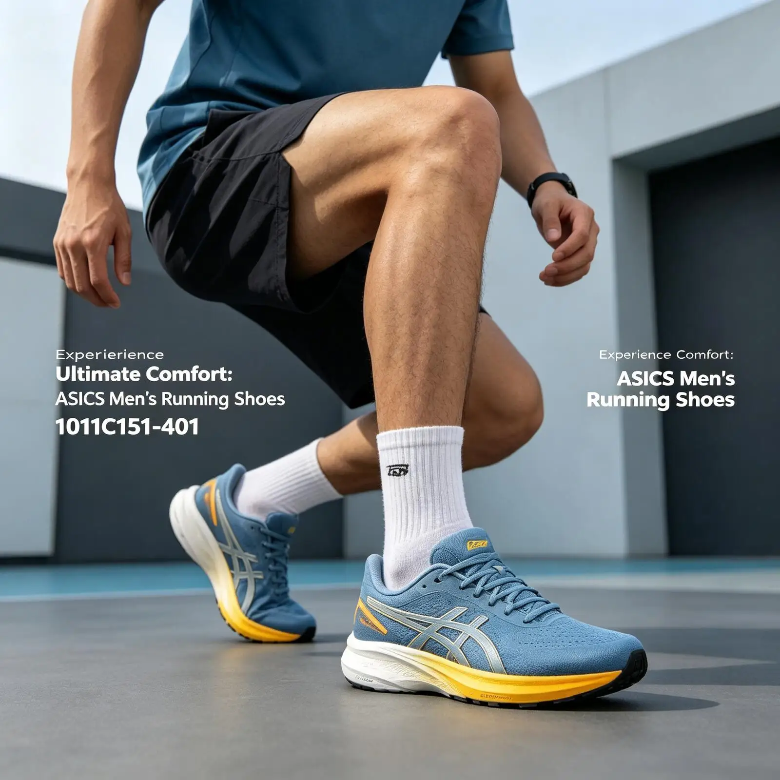 

ASICS Men Blue Yellow Mesh Running Shoes Lightweight FF Blast Cushion Breathable Athletic Training Sneakers 1011C151-401