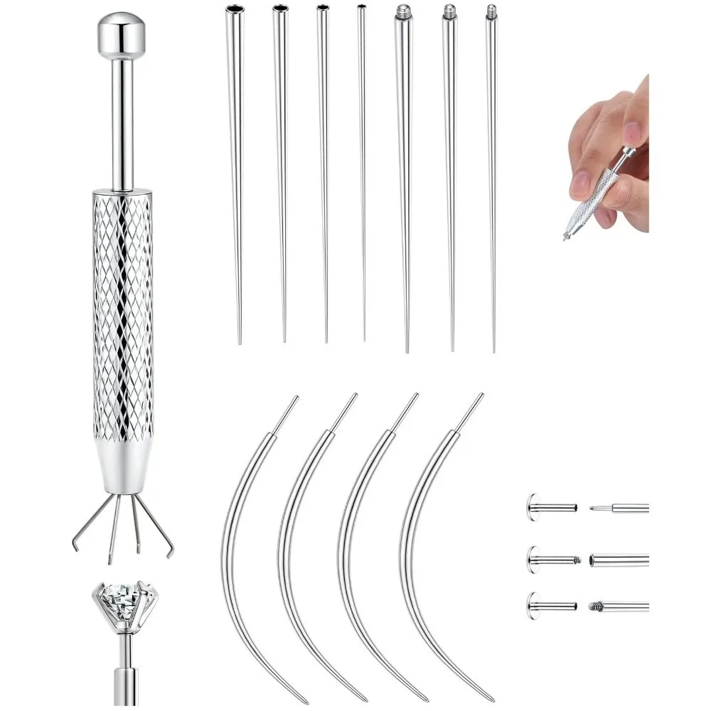 6/8/10/12pcs Stainless Steel Piercing Taper Tool Professional Earring Applicator Earring Applicator Piercing Kit Earring Tool