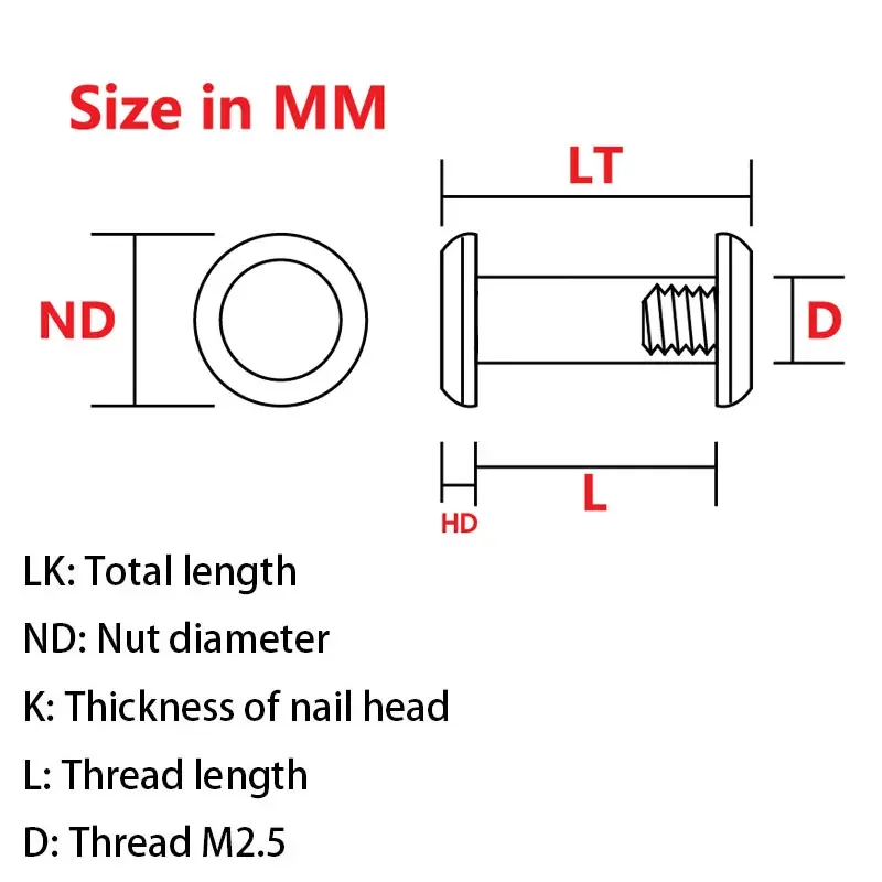 4Sets M2.5 Fastening Screw 416 Stainless Steel Spindle Screw for DIY Knife Handle Making Material Furniture Mounting Rivet