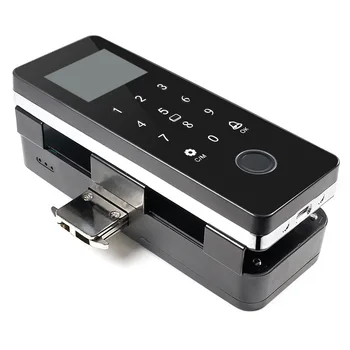10-12mm thickness glass door fingerprint lock normally open/closed mode no need to drill clip type installation